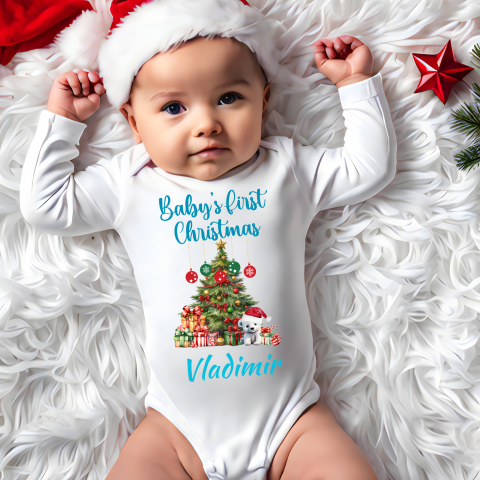 TRICOURI CRACIUN - BODY MY FIRST CHRISTMAS, BODY PERSONALIZAT CRACIUN, BODY BEBE PRIMUL MEU CRACIUN