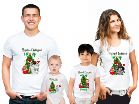 SET 4 PIESE - SET 4 TRICOURI PERSONALIZATE CRACIUN Familie Baiat/Fetita