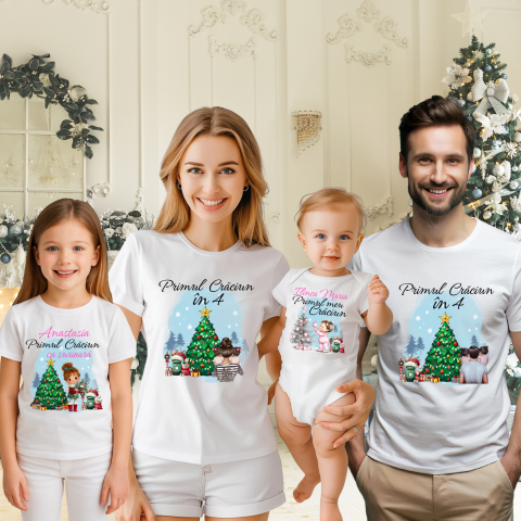 TRICOURI PENTRU FAMILIE - SET 4 TRICOURI PERSONALIZATE CRACIUN NR.119