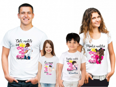 TRICOURI PARINTI + COPIL - SET 4 TRICOURI PERSONALIZATE FAMILIE NR.36