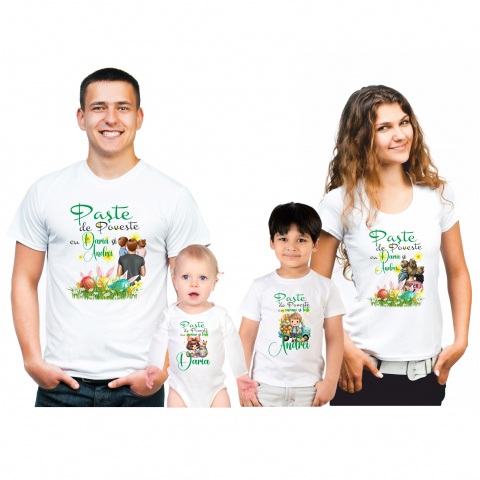 TRICOURI PENTRU PAȘTE - SET 4 TRICOURI PERSONALIZATE PASTE NR. 101