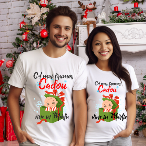 TRICOURI CUPLU CRACIUN - TRICOURI VIITORI PARINTI, TRICOURI MATERNITATE PERSONALIZATE, TRICOURI CRACIUN VIITORI PARINTI