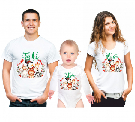 TRICOURI FAMILIE CRACIUN - SET TRICOURI PERSONALIZATE CRACIUN  WATERCOLOR