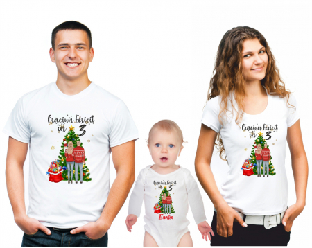 SET 3 PIESE - SET TRICOURI PERSONALIZATE CRACIUN IN 3