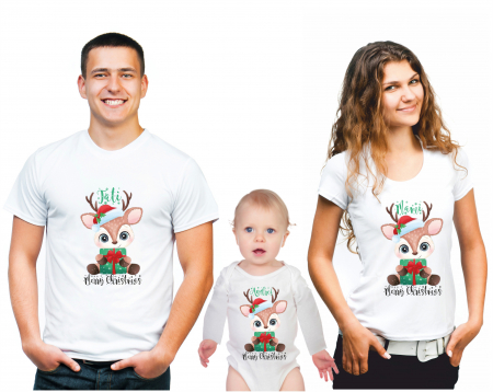SET 3 PIESE - SET TRICOURI PERSONALIZATE CRACIUN - Merry Christmas