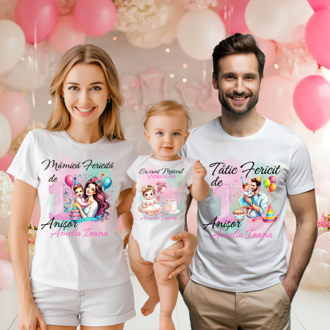 TRICOURI PARINTI + COPIL - SET TRICOURI FAMILIE PERSONALIZATE