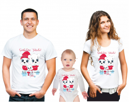 SET 3 PIESE - SET TRICOURI PERSONALIZATE CRACIUN - ursuleti