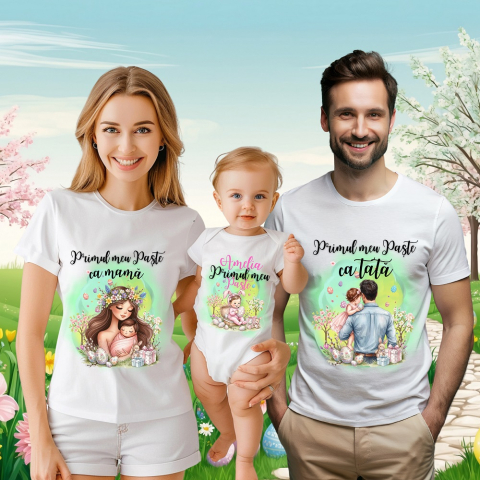 TRICOURI PENTRU FAMILIE - SET TRICOURI PERSONALIZATE PASTE -NR 500
