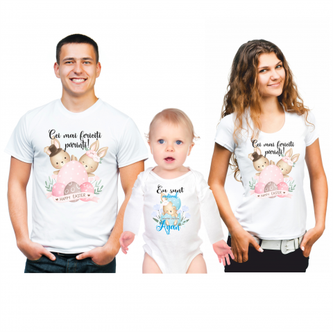 TRICOURI PENTRU PAȘTE - SET TRICOURI PERSONALIZATE PASTE NR 59- BAIETEL