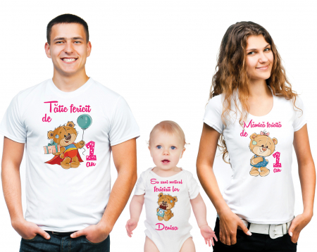 TRICOURI PARINTI + COPIL - SET TRICOURI PERSONALIZATE FAMILIE NR.1