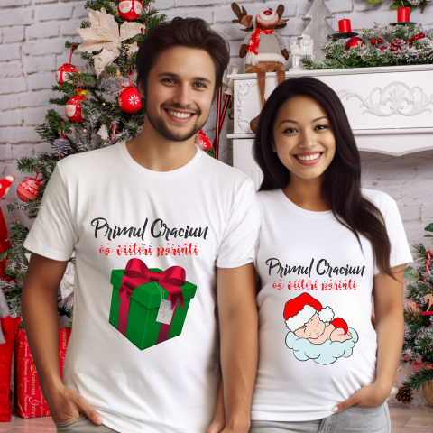 TRICOURI CUPLU CRACIUN - TRICOURI VIITORI PARINTI, TRICOURI MATERNITATE PERSONALIZATE, TRICOURI CRACIUN VIITORI PARINTI