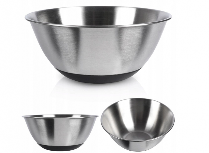 Bol mixare Excellent Houseware, otel inoxidabil, 18x8 cm, 1.2 l, argintiu/negru [5]