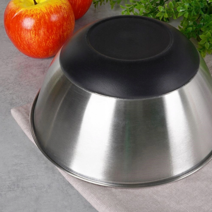 Bol mixare Excellent Houseware, otel inoxidabil, 18x8 cm, 1.2 l, argintiu/negru [3]