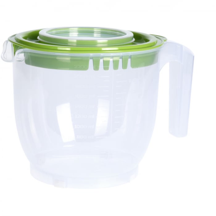 Bol mixare Excellent Houseware, plastic, 16x15 cm, transparent/verde [1]