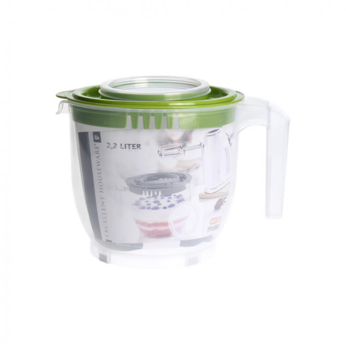 Bol mixare Excellent Houseware, plastic, 16x15 cm, transparent/verde [2]