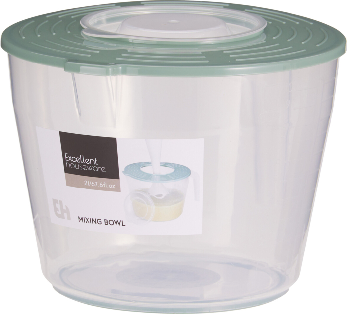 Bol mixare Excellent Houseware, polipropilena, 2 l, transparent/verde [2]