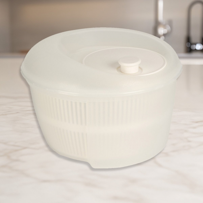 Bol uscare salata Excellent Houseware, plastic, 24x16 cm, 4.5 l, alb [2]