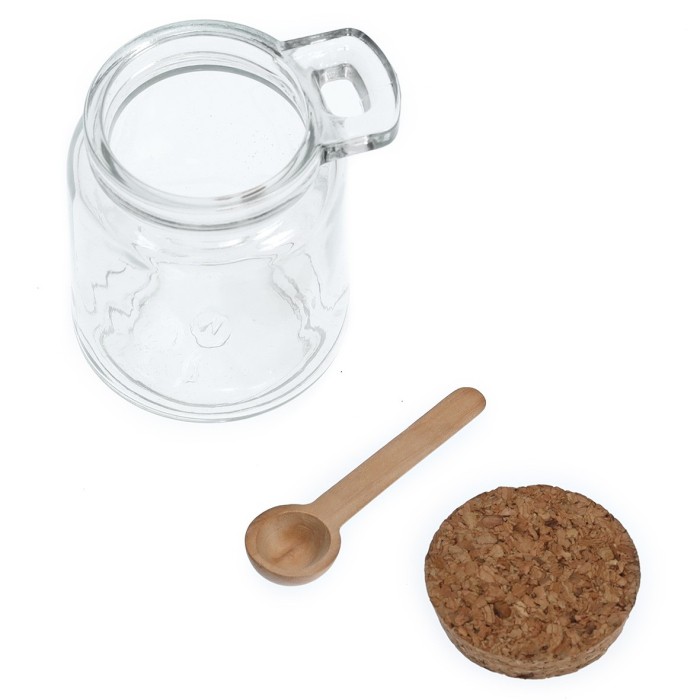 Borcan depozitare Zeller, sticla/pluta, 7.2x10.5 cm, 0.24 l, transparent [2]