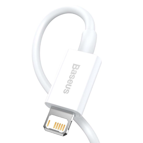 Baseus Superior Charging and Data Transfer Cable, USB to Lightning, 1.5 m, 2.4 A, 20W, 480Mbps, White [3]