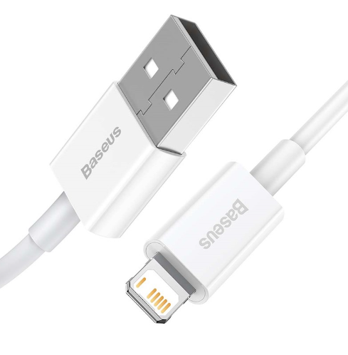 Baseus Superior Charging and Data Transfer Cable, USB to Lightning, 1.5 m, 2.4 A, 20W, 480Mbps, White [2]