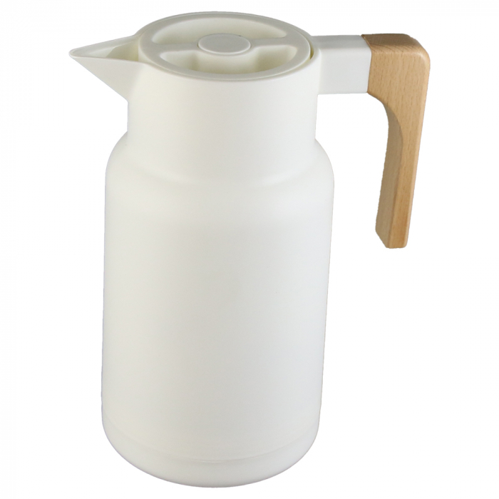 Cana termos Excellent Houseware, plastic/lemn, 1 l, alb [1]