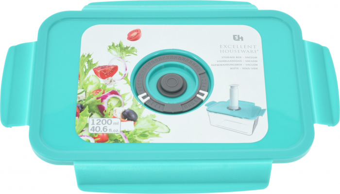 Caserola alimente Excellent Houseware, polipropilena, 23x16x7 cm, 1.2 l, transparent/verde [3]