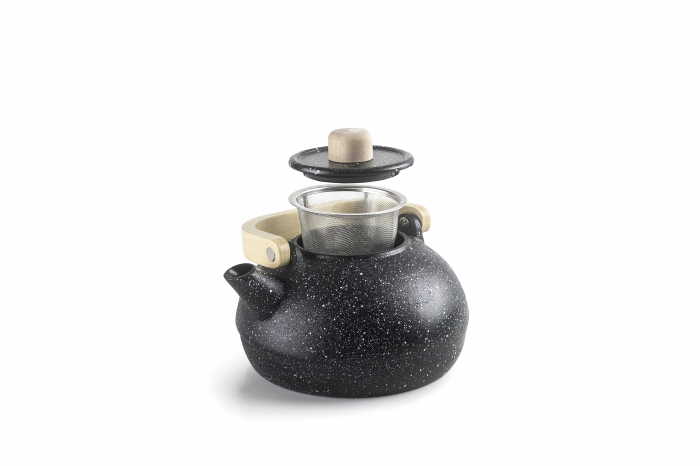 Ceainic cu infuzor Ibili-Izum, fonta/lemn, 15x8.5 cm, 1.1 l, negru/maro [2]