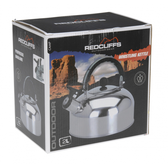 Ceainic cu fluier Redcliffs-Outdoors, otel inoxidabil/polipropilena, 19.3x14 cm, 2 l, argintiu/negru [2]
