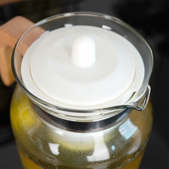 Ceainic cu infusor Koopman, sticla/lemn, 12x16 cm, 1.5 l, transparent/maro [6]