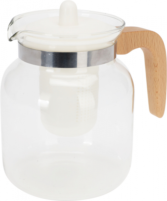 Ceainic cu infusor Koopman, sticla/lemn, 12x16 cm, 1.5 l, transparent/maro [2]