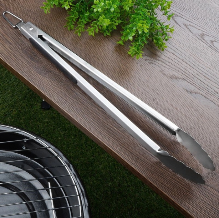 Cleste gratar BBQ, otel inoxidabil, 43 cm, argintiu/negru [5]