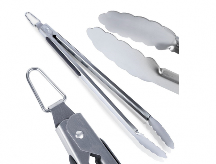 Cleste gratar BBQ, otel inoxidabil, 43 cm, argintiu/negru [9]