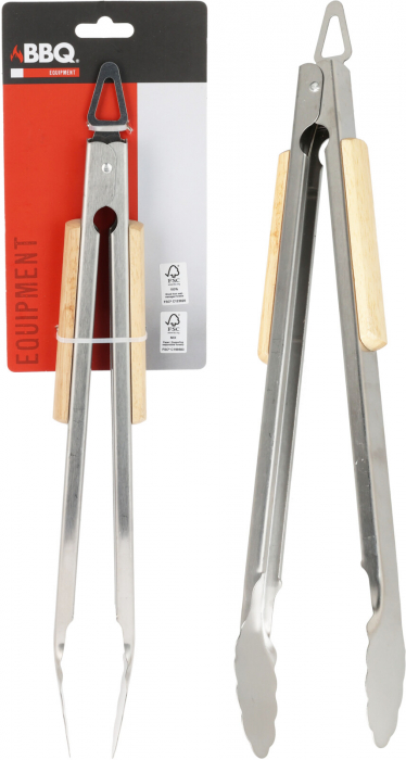 Cleste gratar Vaggan, otel inoxidabil/lemn, 37 cm, argintiu/maro [2]