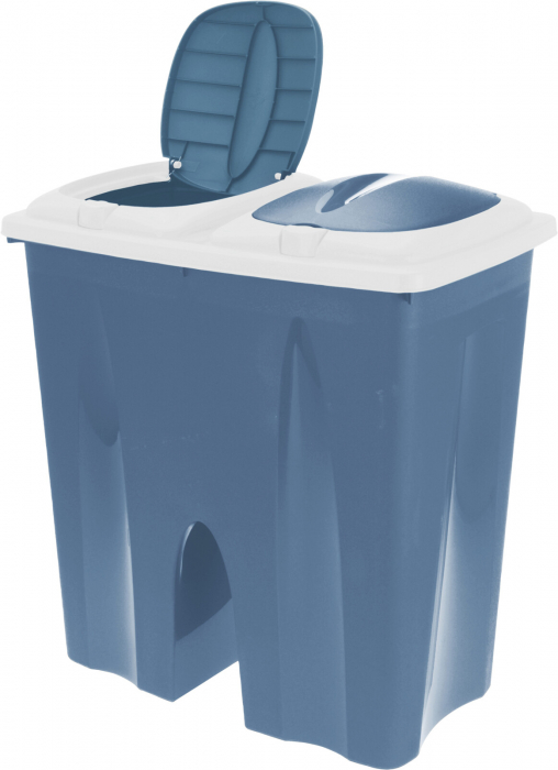 Cos de gunoi cu 2 compartimente Excellent Houseware, plastic, 50x30x55 cm, albastru [1]
