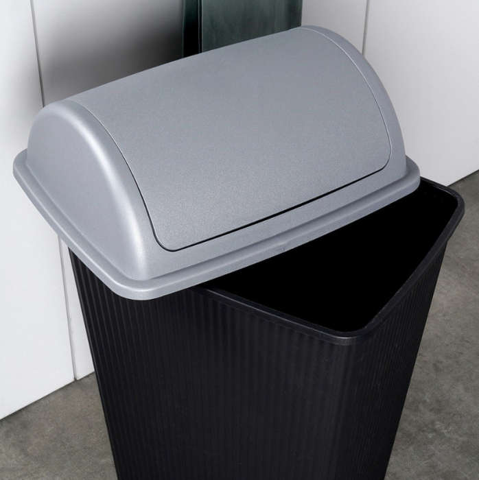 Cos de gunoi Excellent Houseware, plastic, 38x30x64 cm, 38 l, negru/gri [5]