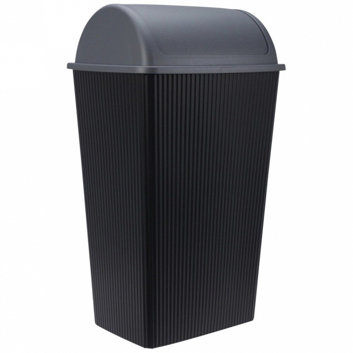 Cos de gunoi Excellent Houseware, plastic, 38x30x64 cm, 38 l, negru/gri [7]