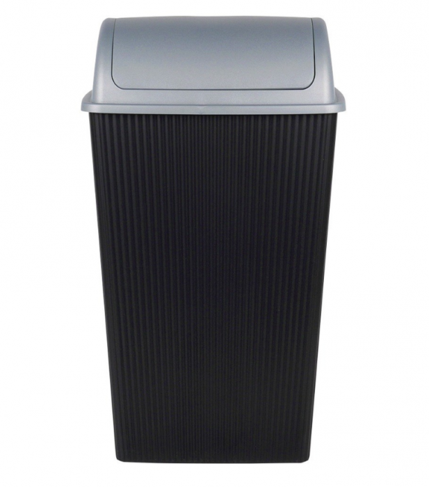 Cos de gunoi Excellent Houseware, plastic, 38x30x64 cm, 38 l, negru/gri [3]