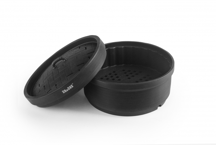 Ibili-Moka steam cooking basket, silicone, 18x10 cm, black [2]