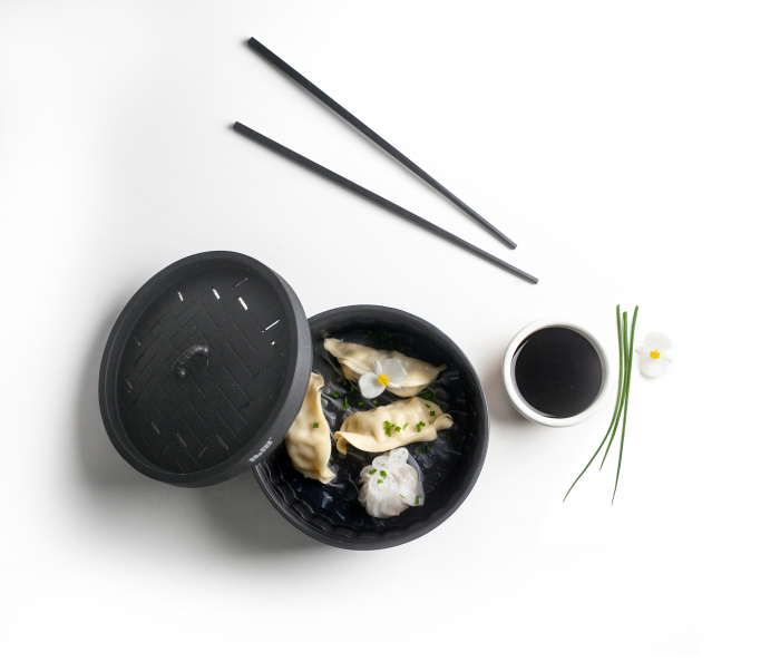 Ibili-Moka steam cooking basket, silicone, 18x10 cm, black [3]