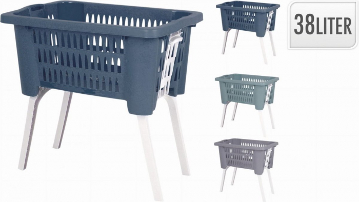 Cos rufe cu picioare Excellent Houseware, polipropilena, 25x40x60 cm, albastru [2]