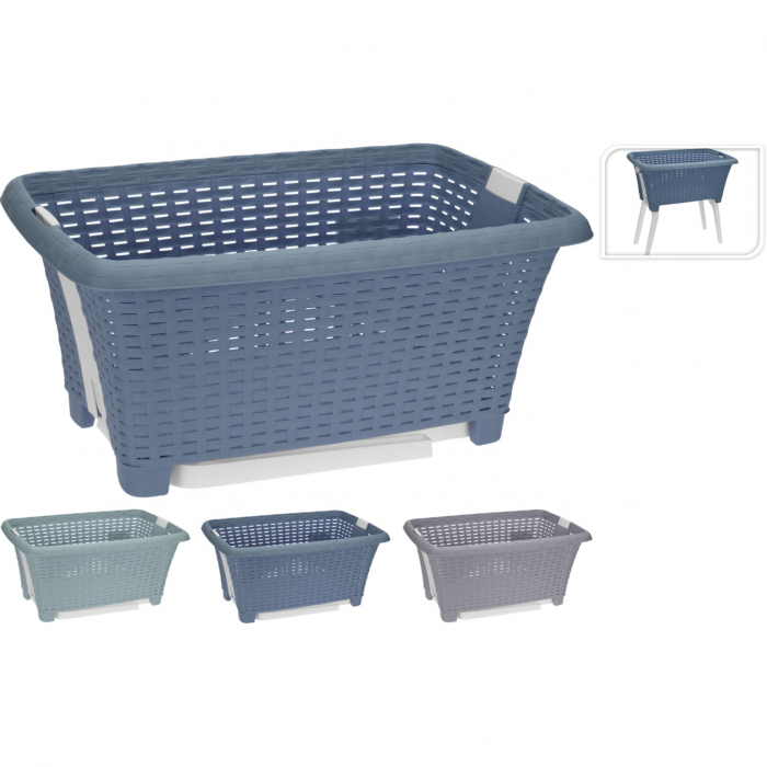 Cos rufe cu picioare Excellent Houseware, polipropilena, 60x40x60 cm, albastru [2]