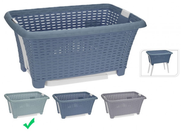 Cos rufe cu picioare Excellent Houseware, polipropilena, 60x40x60 cm, albastru [3]