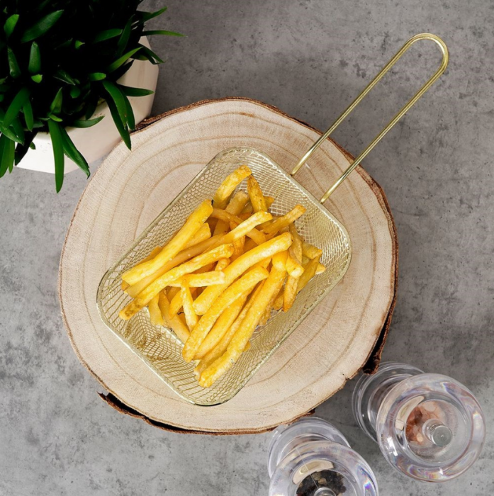 Koopman International French fries serving basket, chrome steel, 23x11x13 cm, gold [5]