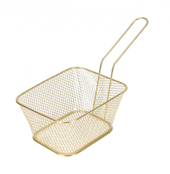 Koopman International French fries serving basket, chrome steel, 23x11x13 cm, gold [10]