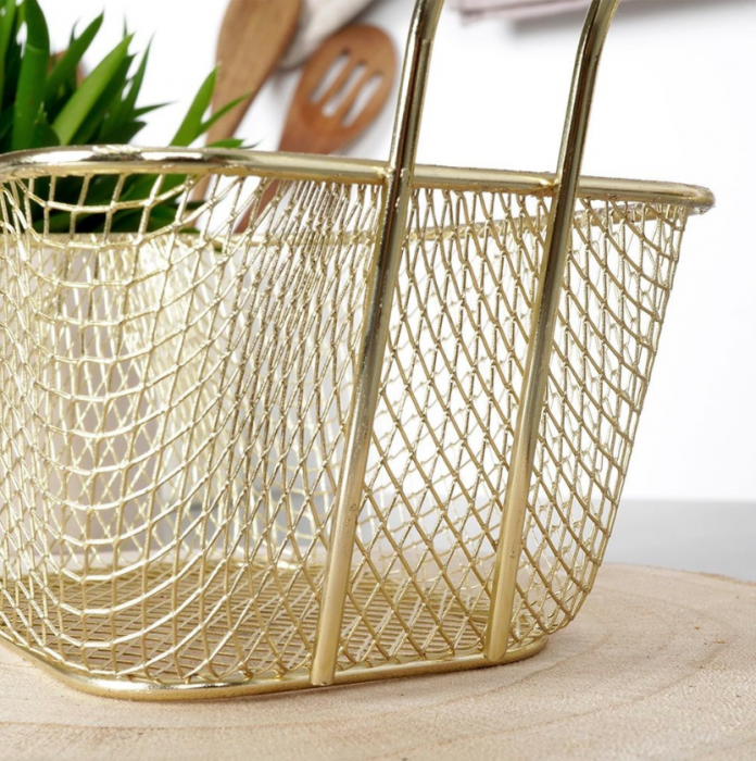 Koopman International French fries serving basket, chrome steel, 23x11x13 cm, gold [4]