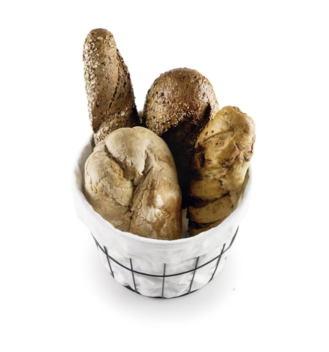 Ibili-Accesorios bakery/fruit serving basket, metal/cotton, 25x18 cm, white/black [2]