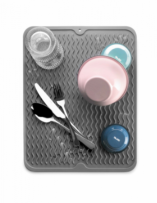 Covoras pentru scurgere vase Ibili, silicon, 40x30 cm, gri [2]