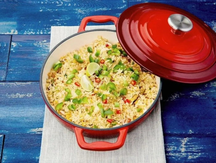 Carl Schmidt Sohn-Xanten saucepan with lid, cast iron, 22x5.8 cm, red and white [3]