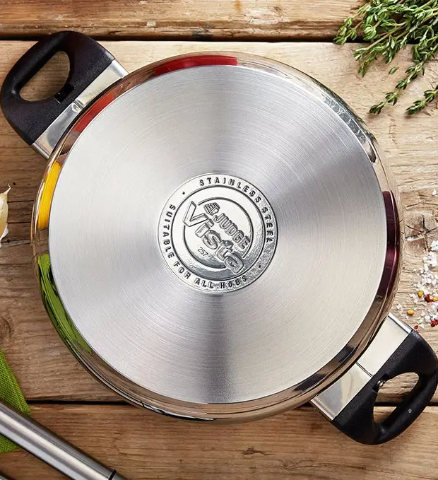 Cratita cu capac Judge Vista, otel inoxidabil, 24 cm, 2 l, argintiu/negru [2]