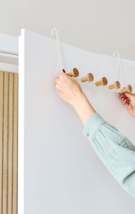 Cuier de usa Zeller, metal/lemn, 38x8x18 cm, alb [2]